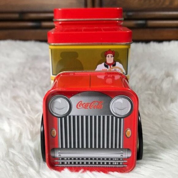 Set of 2 Vintage Coca-Cola Multi-Compartment Delivery Truck Tins Rotating Wheels - Picture 7 of 16